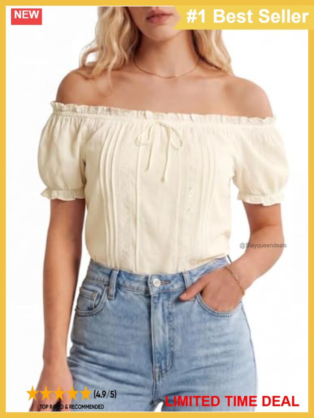 Renaissance Peasant Blouse Off Shoulder Puff Sleeve Tie Front Top